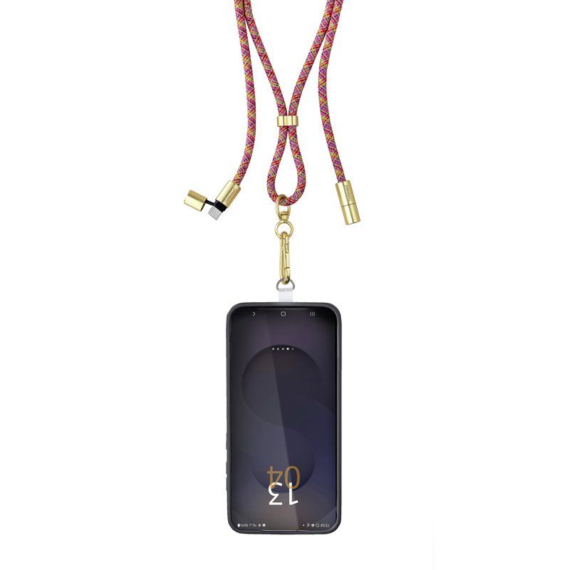 Intenso USB-C Charging Lanyard – Phone Necklace Cable, 60W Fast Charging, Adjustable Length, 1.65 m Nylon, USB-C to