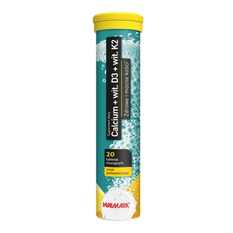 Walmark Calcium Vitamin D3 Vitamin K2 Dietary Supplement Orange Flavor 20 Effervescent Tablets