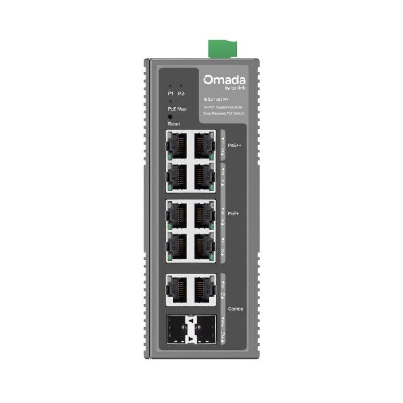 TP-Link Omada 10-Port Gigabit Industrial Easy Managed Switch with 6-Port PoE and 2-Port PoE 