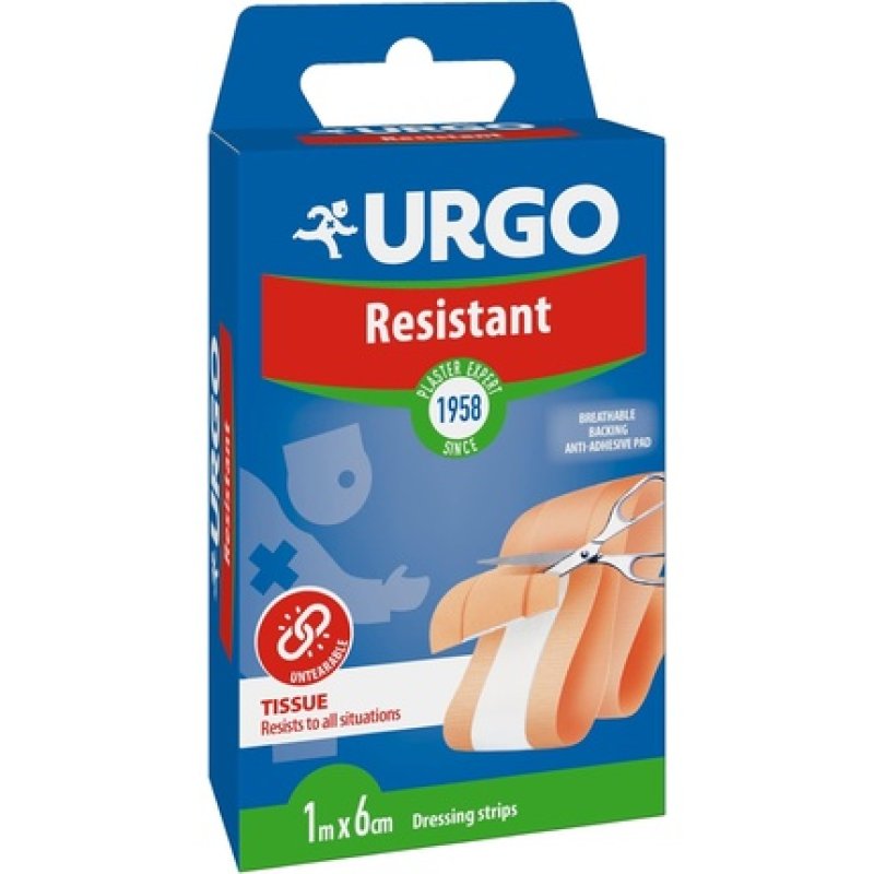 Urgo Resistant Plaster for Protection of Superficial Wounds 1m x 6cm Durable, Cuttable Band