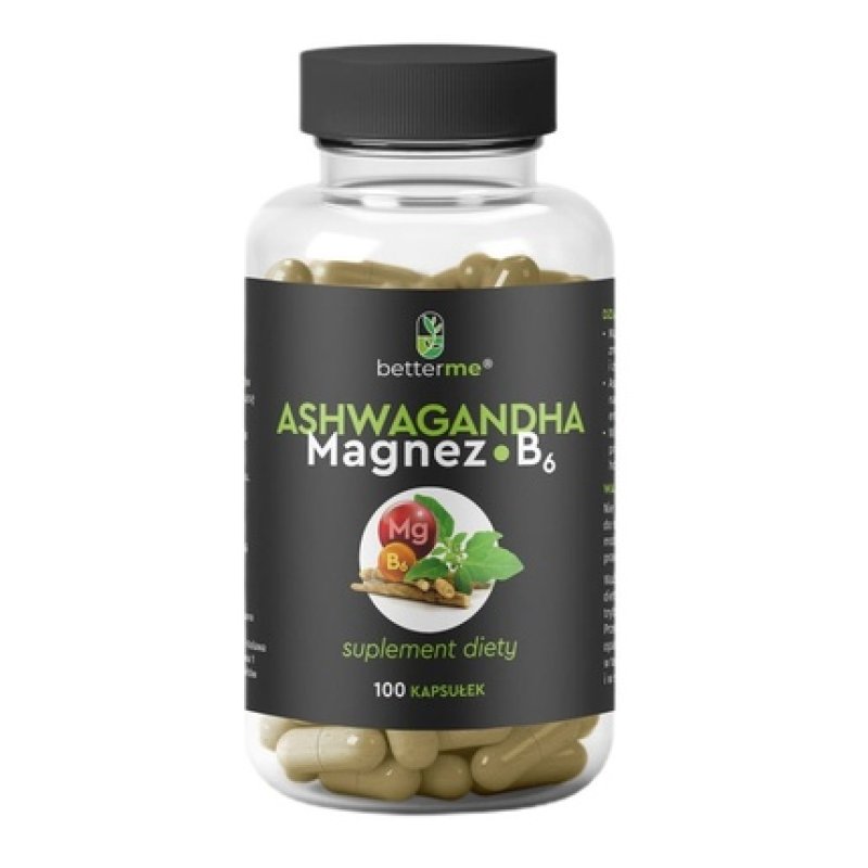 Betterme Ashwagandha Magnesium B6 Dietary Supplement For Fatigue And Stress 100 Capsules
