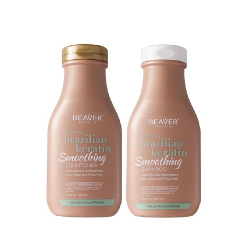 Beaver Smoothing Shampoo and Conditioner Set Keratin Formula with Coconut Oil