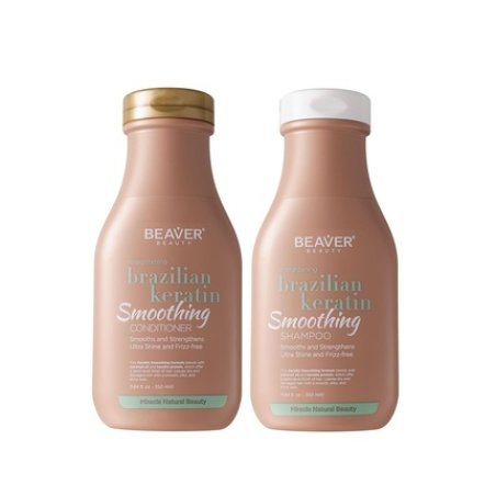 Beaver Smoothing Shampoo and Conditioner Set Keratin Formula with Coconut Oil