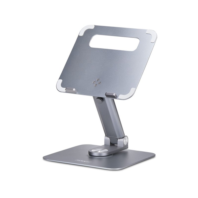 StarTech.com Telescopic Laptop Stand, 360 Swivel Base, Rotating Computer Riser for Desk, Adjustable Height and Tilt,