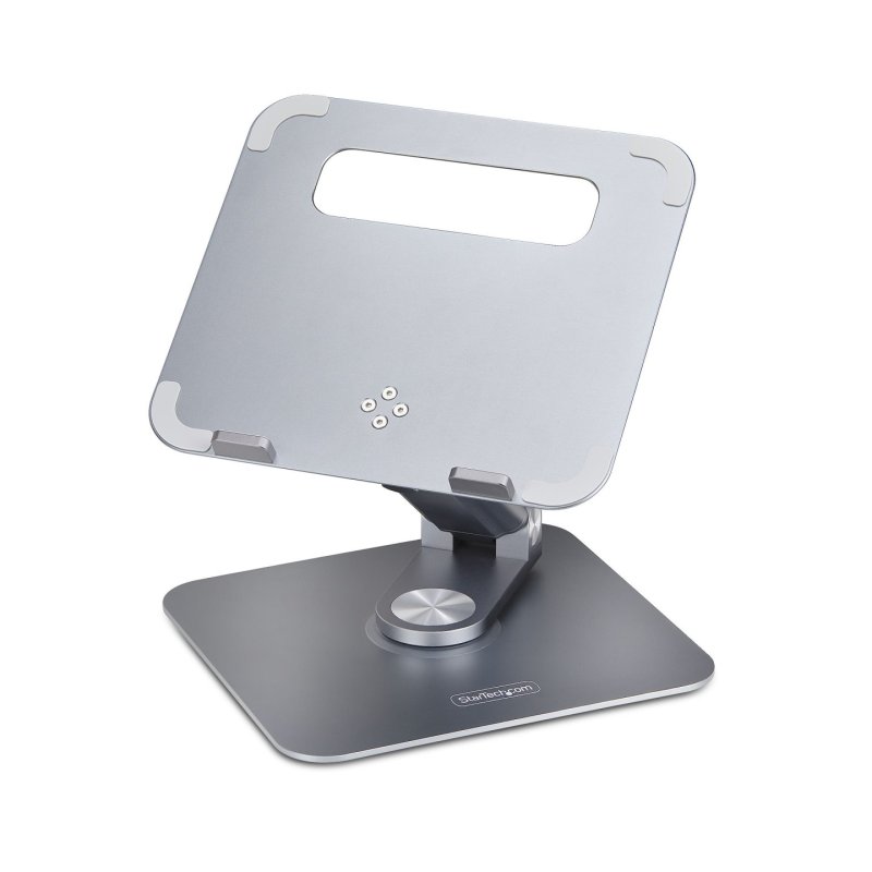StarTech.com Telescopic Laptop Stand, 360 Swivel Base, Rotating Computer Riser for Desk, Adjustable Height and Tilt,