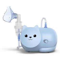 OMRON Nami Cat Child-Friendly Compressor Nebulizer for Treating Coughs, Colds, Bronchitis, Asthma and More Light Blue