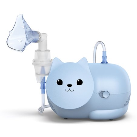 OMRON Nami Cat Child-Friendly Compressor Nebulizer for Treating Coughs, Colds, Bronchitis, Asthma and More Light Blue