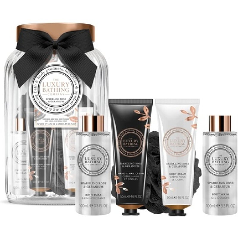The Luxury Bathing Company Sparkling Rose & Geranium Ultimate Bathing Set