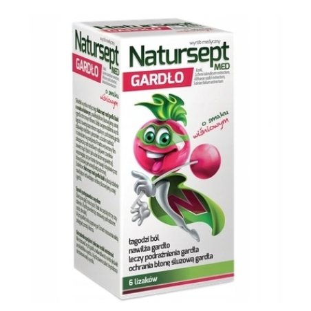 Natursept Med Throat Cherry-Flavoured Lollipops - 6 Pieces With Long Expiry Date