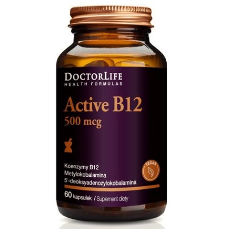 Doctor Life Active B12 Active Vitamin B12 500mg Dietary Supplement 60 Capsules