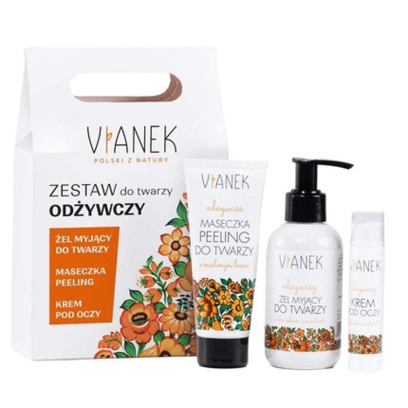Vianekset Nourishing Face Set - Gel 150ml, Eye Cream 15ml, Mask-Scrub 40g