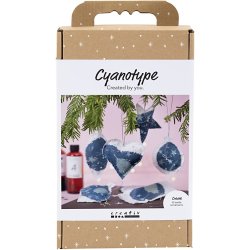 Craft Kit Cyanotype - Cyanotype Christmas decorations - blue - silver (977848)