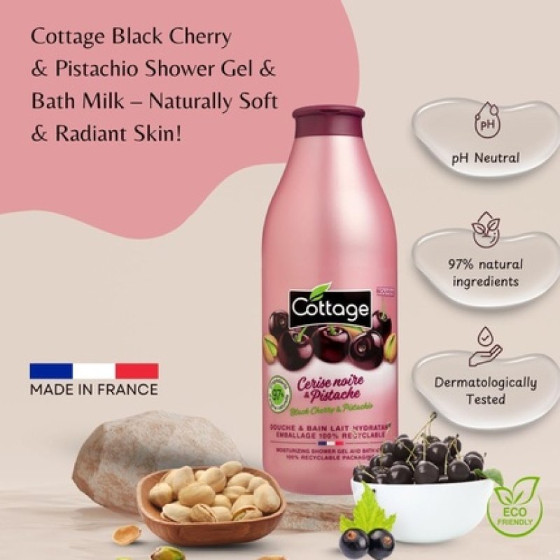 Cottage Moisturising Shower Gel & Bath Milk 97% Natural Ingredients