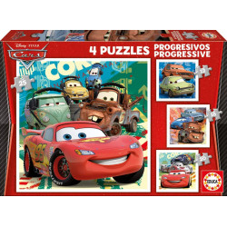 Puzzle Educa compatible 4en1 - Progressif : Disney Cars (12/16/20/25 pièces)