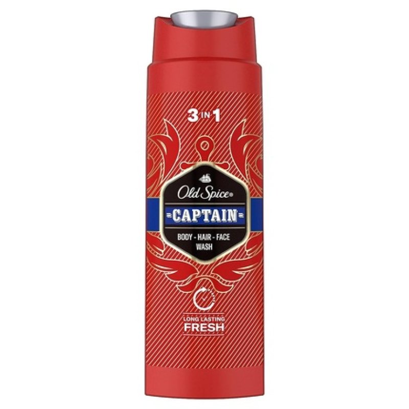 Old Spice Captain 3-in-1 Body Hair Face Cleansing Gel and Shampoo for Men Long Lasting Freshness 250ml