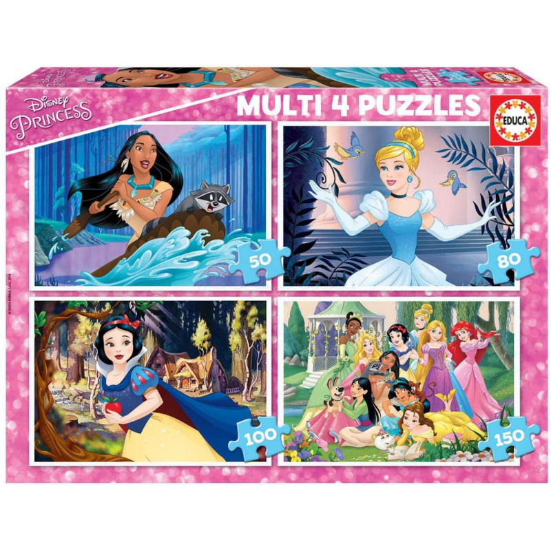 Puzzle Educa compatible - Princesses Disney (4x50 pièces)