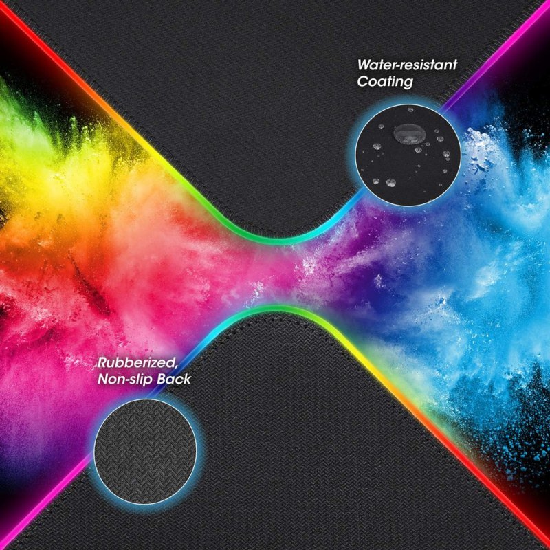 Manhattan XXL RGB LED Gaming Mousepad with Wireless Charger (10W) Smooth Top Surface Mat, Micro-textured surface for