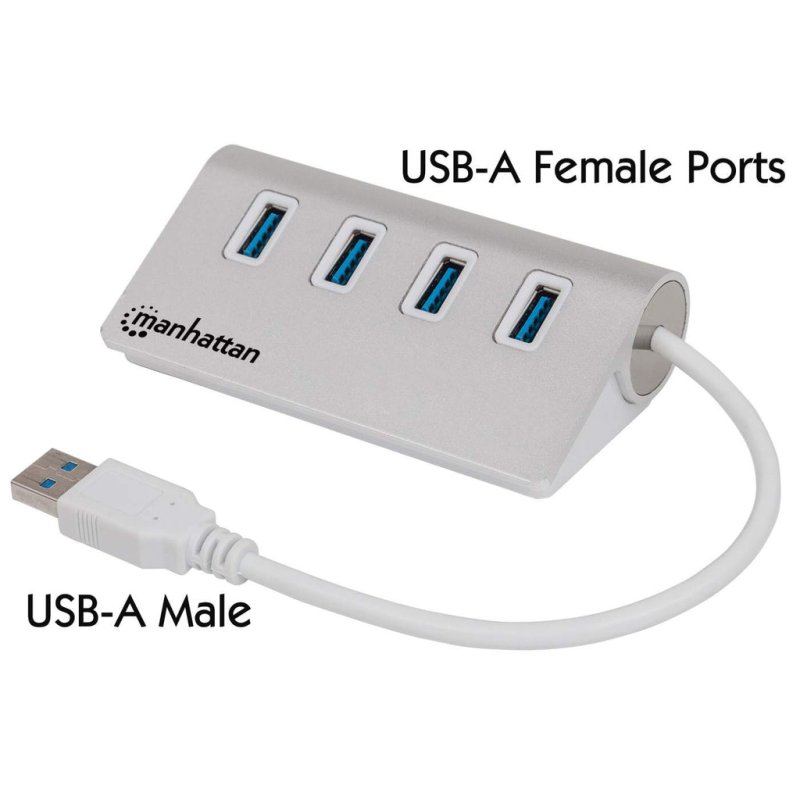 MANHATTAN Hub 4-Port 4xUSB3.0 Alu Strom: USB