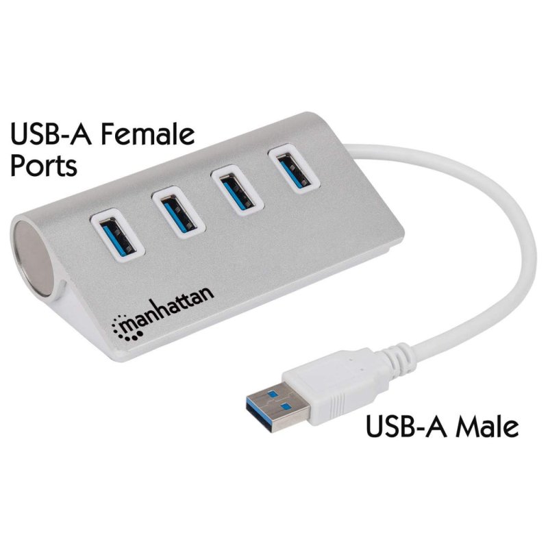 MANHATTAN Hub 4-Port 4xUSB3.0 Alu Strom: USB