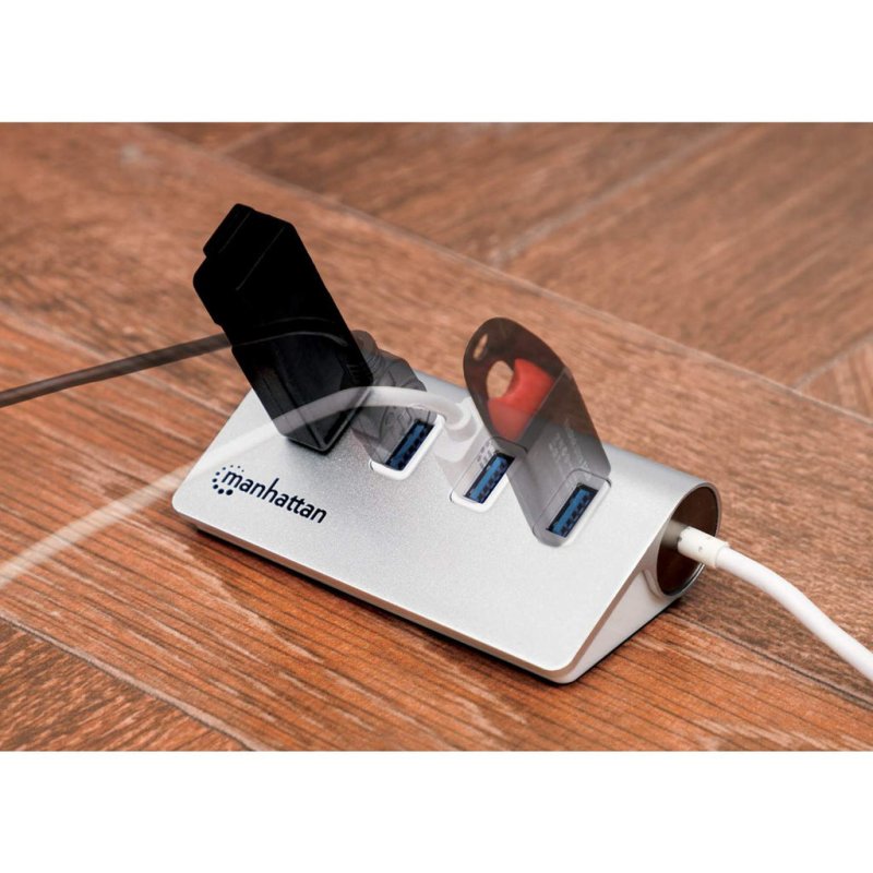 MANHATTAN Hub 4-Port 4xUSB3.0 Alu Strom: USB