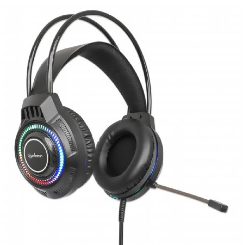 Manhattan 180696 écouteur/casque Avec fil Arceau Gaming USB Type-A Noir