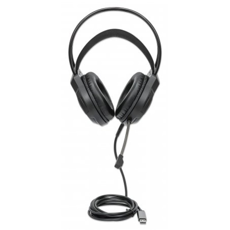 Manhattan 180696 écouteur/casque Avec fil Arceau Gaming USB Type-A Noir
