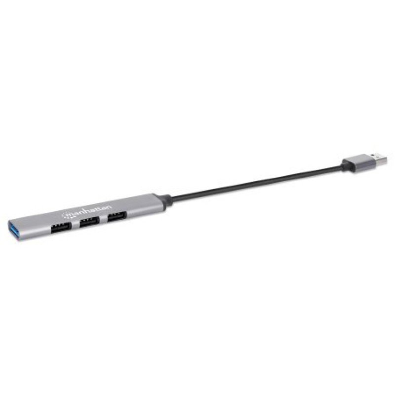 Manhattan USB-A 4-Port Hub, 4x USB-A Ports (1x 5 Gbps USB 3.2 Gen1 aka USB 3.0, 3 x 480 Mbps USB 2.0), Bus Powered,