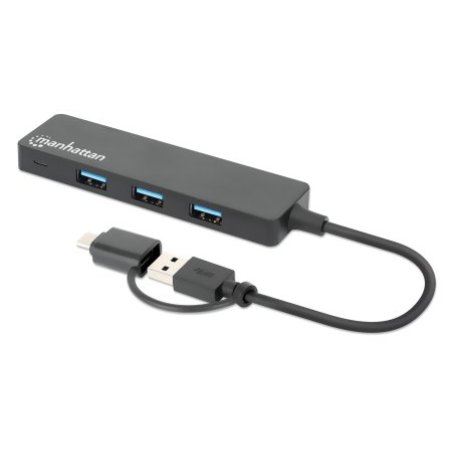 Manhattan 180863 hub & concentrateur USB 3.2 Gen 1 (3.1 Gen 1) Type-A Type-C 5000 Mbit/s Noir