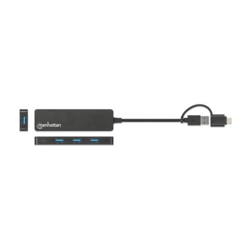 MANHATTAN 4-Port USB 3.0 Typ-C / Typ-A Kombi-Hub schwarz