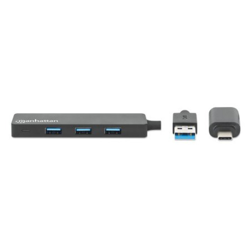 Manhattan 180863 hub & concentrateur USB 3.2 Gen 1 (3.1 Gen 1) Type-A Type-C 5000 Mbit/s Noir