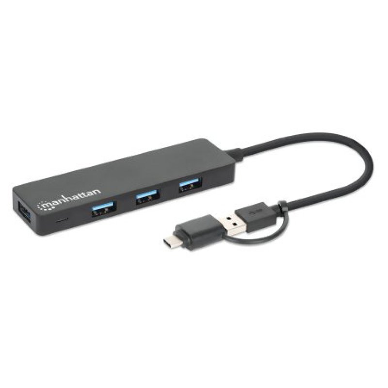 MANHATTAN 4-Port USB 3.0 Typ-C / Typ-A Kombi-Hub schwarz