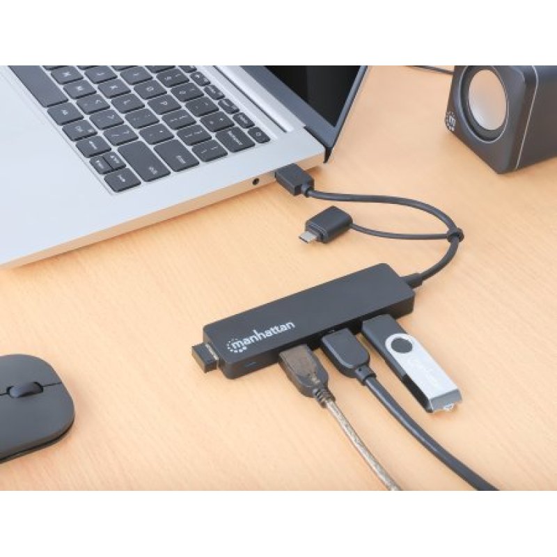 MANHATTAN 4-Port USB 3.0 Typ-C / Typ-A Kombi-Hub schwarz