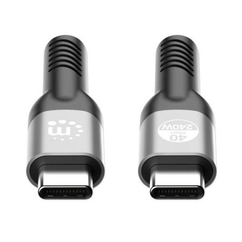 Manhattan USB-C to USB-C Cable (240W), 1m, Male to Male, Black, Thunderbolt 4, 40 Gbps (USB4 Gen 3x2), Extended Power