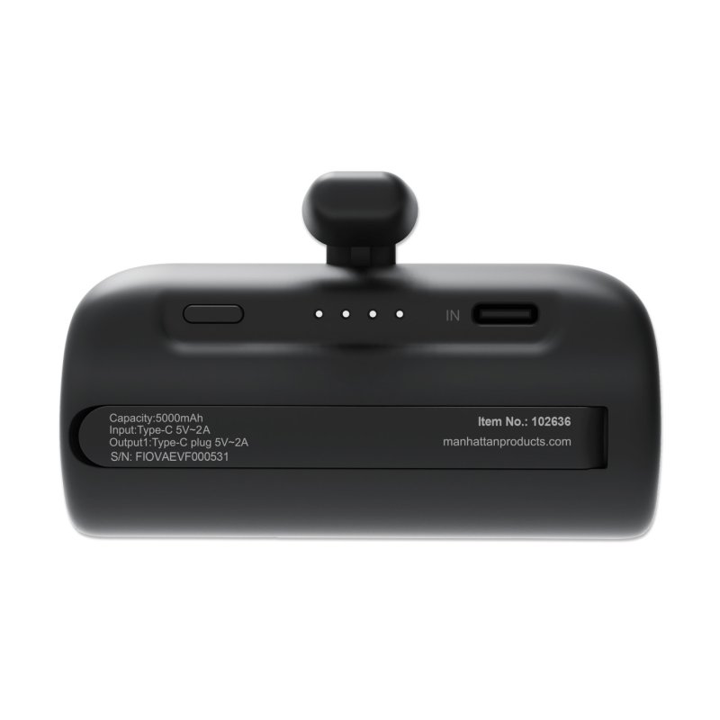 MANHATTAN Powerbank 5000 mAh USB Typ-C Stecker 10W schwarz