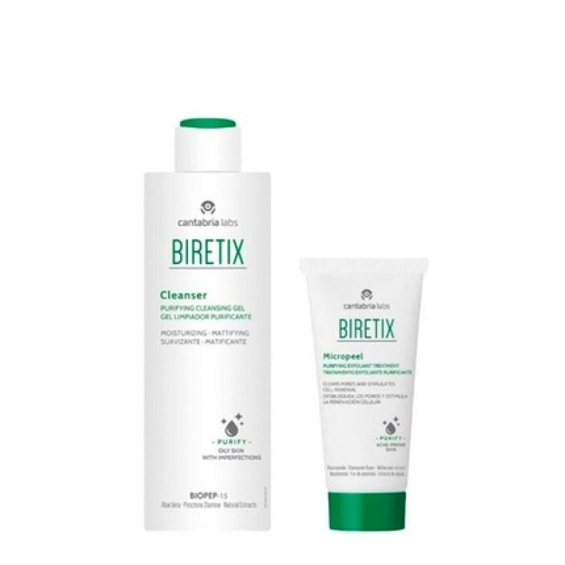 Biretix Cleanser Cleansing Gel 200ml Micropeel Exfoliating Treatment 50ml Pack