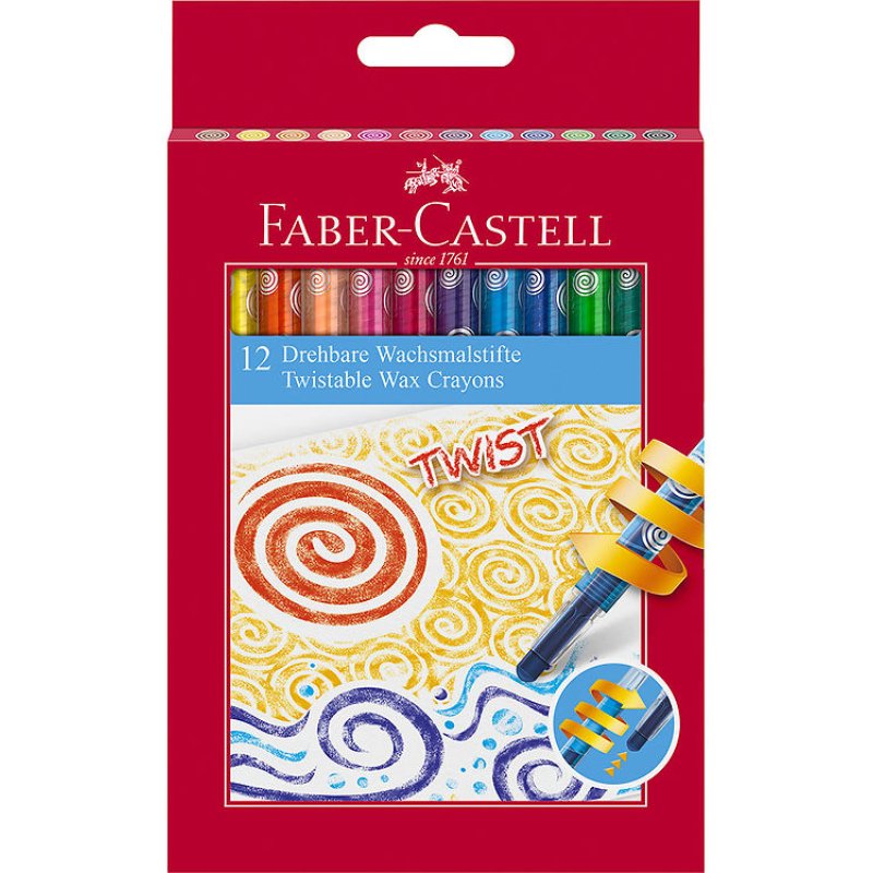 Faber-Castell - Twistable Wax Crayons - Cardboard box of 12 (120003)