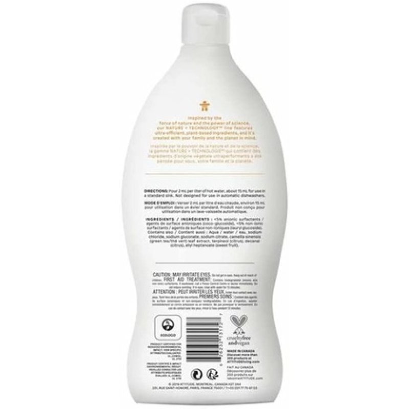 Attitude - Sustainable Dishwashing Cleaner Citrus - Organic Dishwashing Liquid