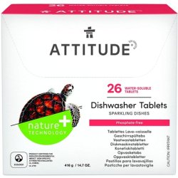 ATTITUDE Biodegradable & Phosphate-Free Dishwasher Detergent Tabs 26 Count