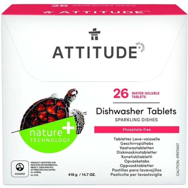 ATTITUDE Biodegradable & Phosphate-Free Dishwasher Detergent Tabs 26 Count
