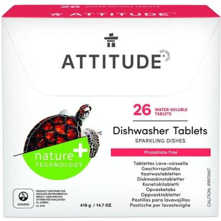 ATTITUDE Biodegradable & Phosphate-Free Dishwasher Detergent Tabs 26 Count