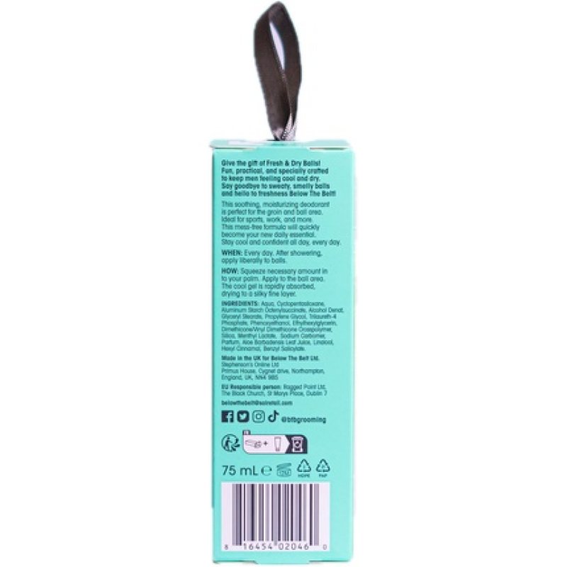 Below The Belt Grooming Fresh & Dry Balls Intimate Deodorant Fresh Bauble 75ml