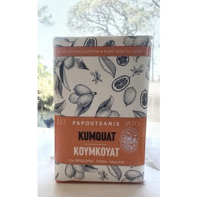 Kumquat Olive Oil Soap Papoutsanis Face Body & Hair 4 Oz