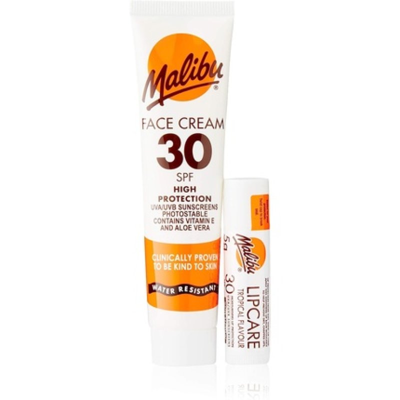 Malibu Sun Protection Face Cream and Lip Balm SPF 30 Water Resistant