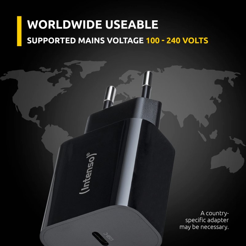 Intenso Adaptateur secteur W20C, 20 W, port USB-C, noir