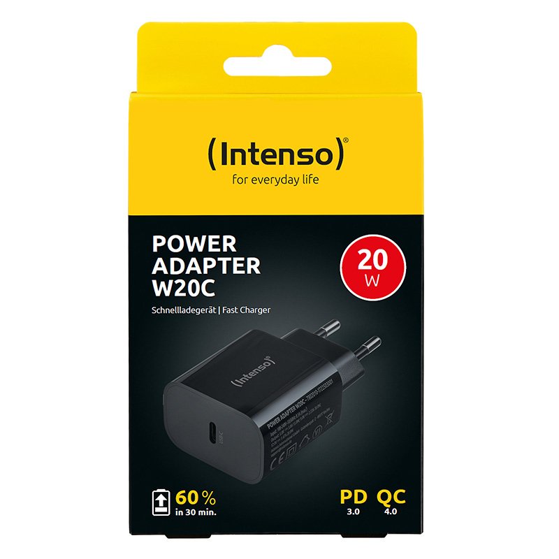 Intenso Adaptateur secteur W20C, 20 W, port USB-C, noir