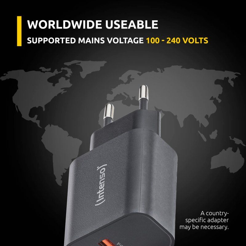 Intenso Adaptateur secteur W30AC, 30 W, ports USB-A et USB-C, noir