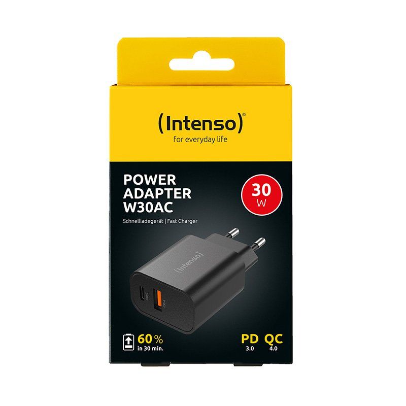 Intenso Power Adapter W30AC, 30W, USB-A and USB-C port, black