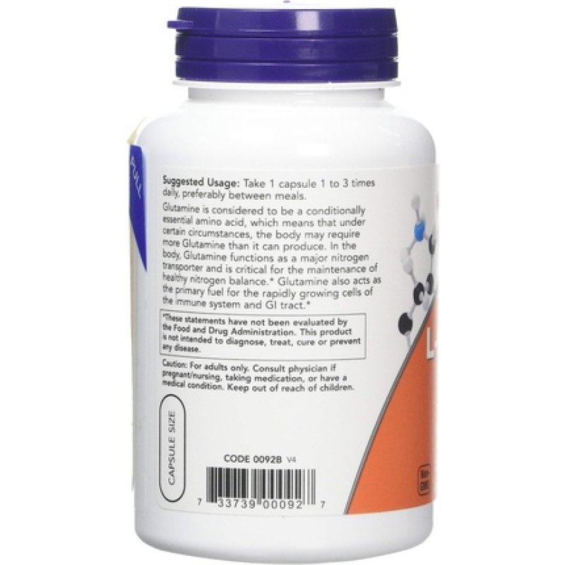 Now Foods L-Glutamine 500mg 120 Capsules
