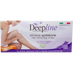 DEEPLINE Double Cold Wax Strips for Facial Hair Removal with FREE After Wax Wipes - Pack of 10