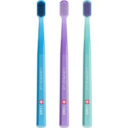 Curaprox Toothbrush Cs 1560 Soft Manual Toothbrush for Adults with 1560 Soft Curen Bristles 3 Pieces - Pack of 3